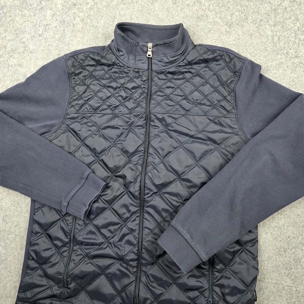 Hugo Boss Jacket Womens Large Blue Pizzolia Knit Quilted Coat‎ Full Zip
